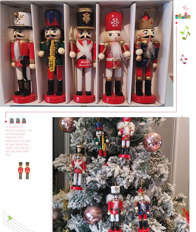 Nutcracker Figurine - 5/6Pcs Merry Christmas ตกแต่งเด็กทหาร Nutcracker ตุ๊กตา12ซม.จี้ไม้เครื่องประดับปีใหม่สำหรับ