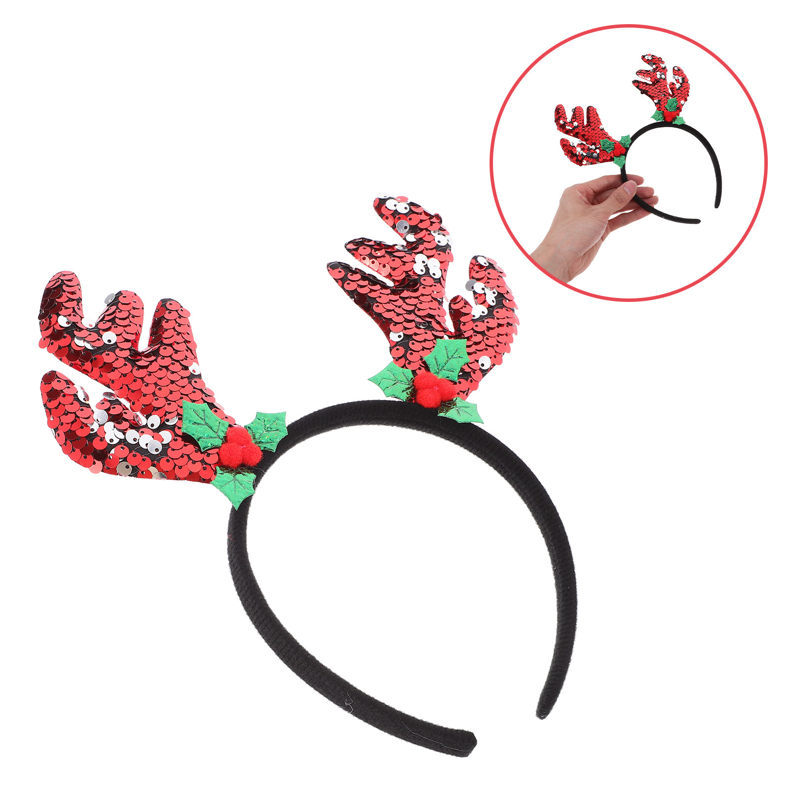 Reindeer Antlers Headband - ที่คาดผมเขากวางเรนเดียร์ ของตกแต่งผมสำหรับผู้หญิงและเด็กผู้หญิง เหมาะสำหรับงานปาร์ตี้คริสต์มาส การพบปะสังสรรค์ในครอบครัว เทศกาล และอุปกรณ์ถ่ายภาพในวันหยุด