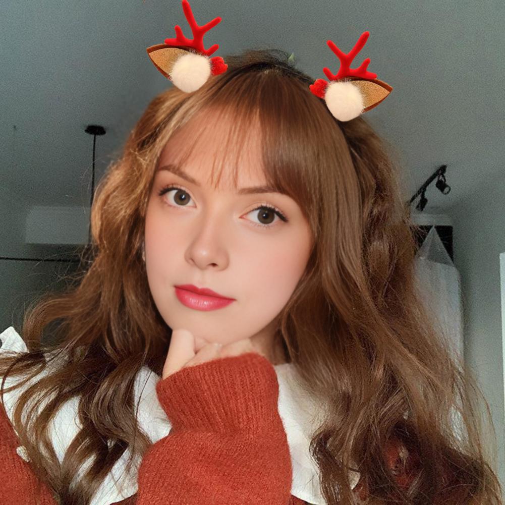 Reindeer Antlers Headband - กิ๊บติดผมรูปเขากวางเรนเดียร์ กิ๊บติดผมรูปเขากวางเรนเดียร์พร้อมพู่ห้อย ที่คาดผมรูปหูกวางสำหรับงานปาร์ตี้คริสต์มาส น่ารักสำหรับผู้หญิง