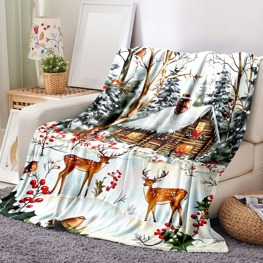 ผ้าห่มคริสต์มาสลายกระท่อมฤดูหน - Christmas Throw Blanket บทวิจารณ์และราคา
