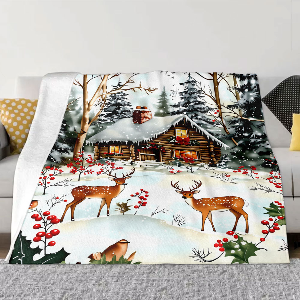 ผ้าห่มคริสต์มาสลายกระท่อมฤดูหน - Christmas Throw Blanket บทวิจารณ์และราคา