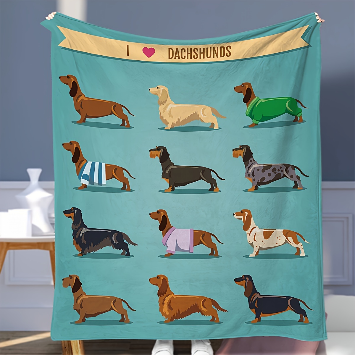 ผ้าห่มลายสุนัขดัชชุนด์น่ารักสำ - Christmas Throw Blanket บทวิจารณ์และราคา